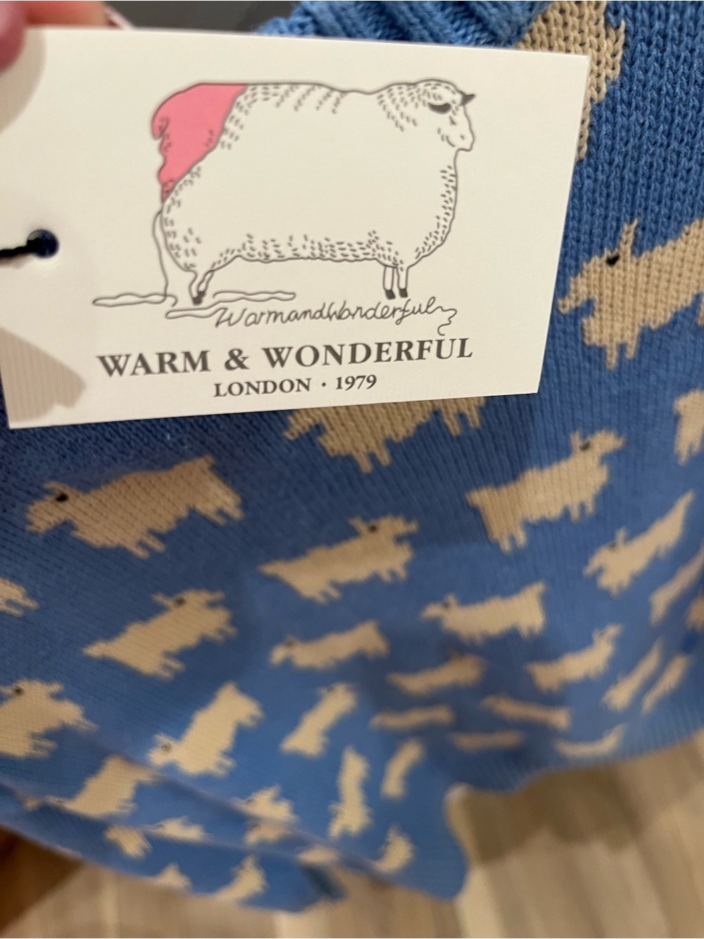 NWT Rowing Blazers Warm & Wonderful Diana Cotton Linen V-Neck Sheep Sweater Blue - Picture 10 of 10